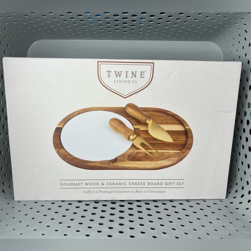 Twine Living Co Gourmet Wood & Ceramic Cheese Board Gift Set